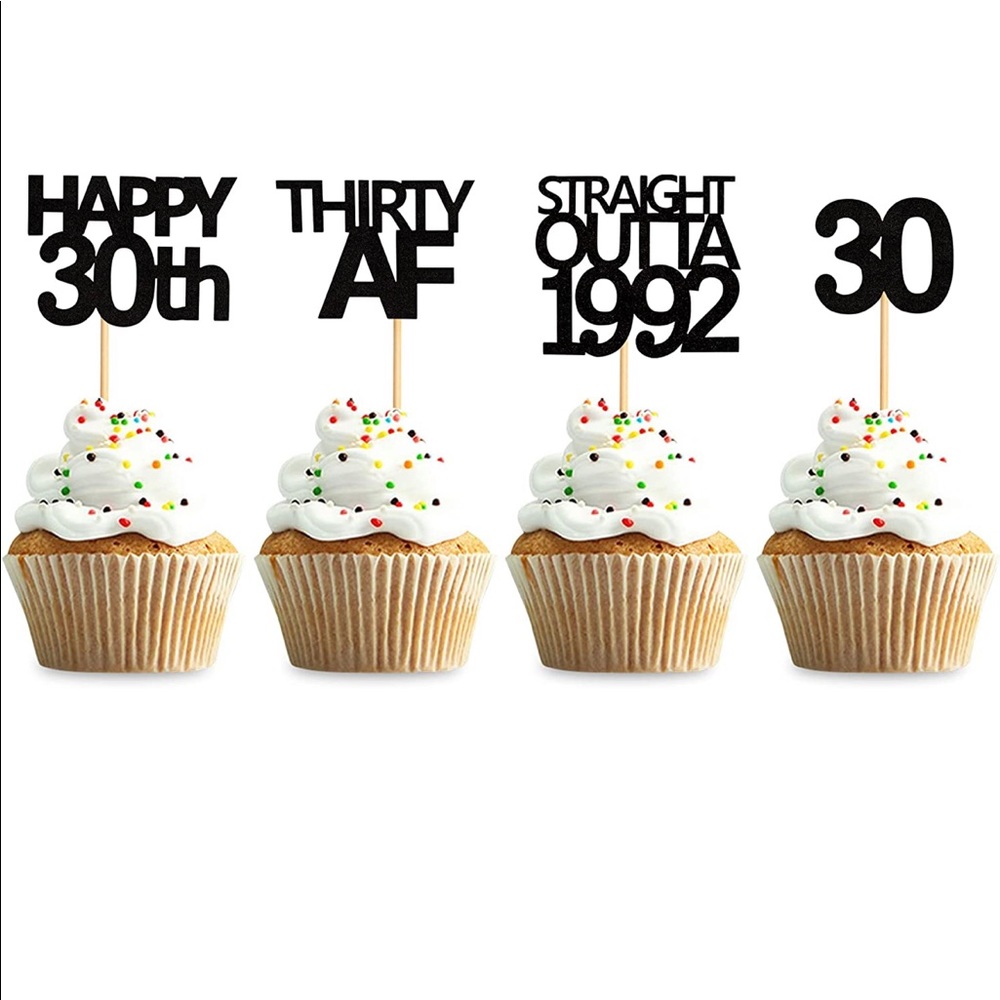 30th Birthday Cupcake stick decorations